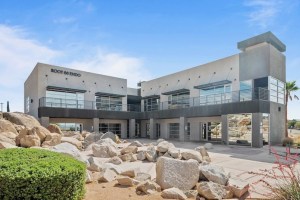 Modern two-story clinic with glass railings